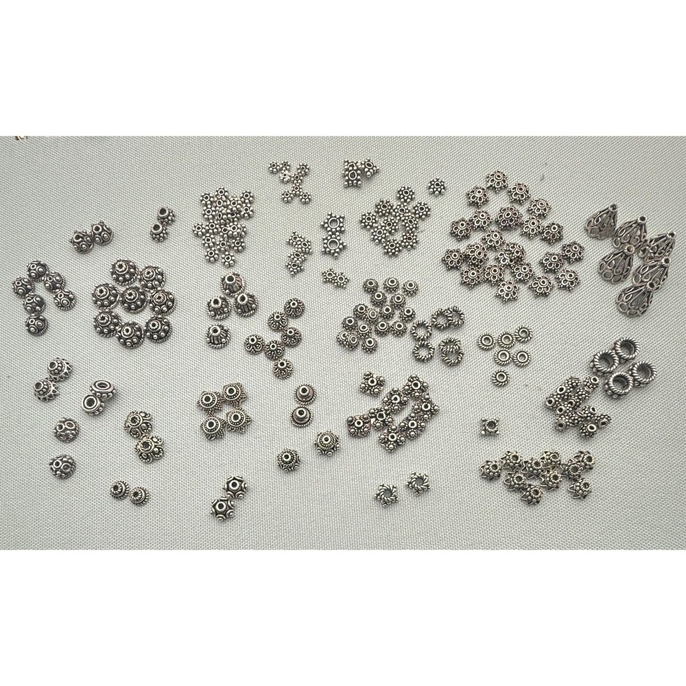 Sterling Silver Bali Bead Finding Lot 68.8g Caps Spacers Jewelry Making 41